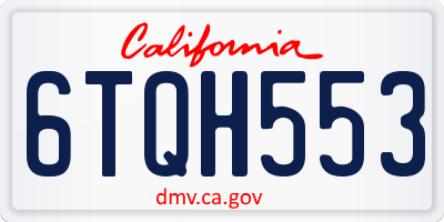 CA license plate 6TQH553