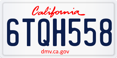 CA license plate 6TQH558