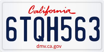 CA license plate 6TQH563