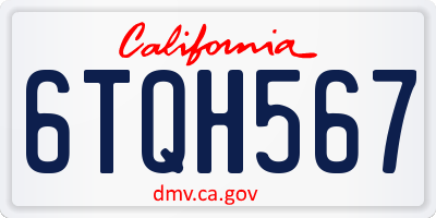 CA license plate 6TQH567