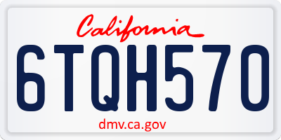 CA license plate 6TQH570