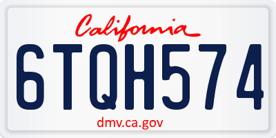 CA license plate 6TQH574