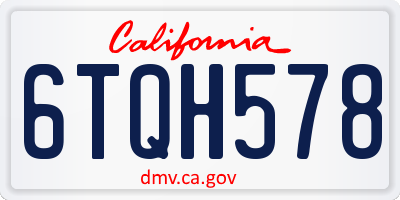 CA license plate 6TQH578