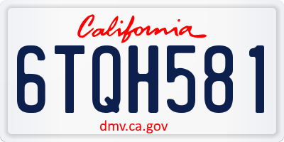 CA license plate 6TQH581