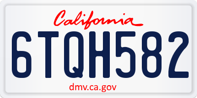 CA license plate 6TQH582