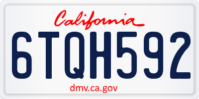 CA license plate 6TQH592