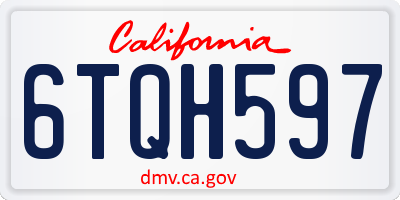 CA license plate 6TQH597