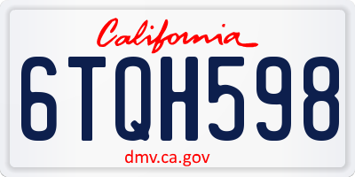 CA license plate 6TQH598