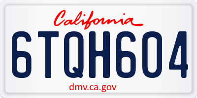 CA license plate 6TQH604