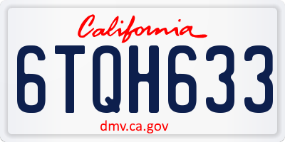 CA license plate 6TQH633