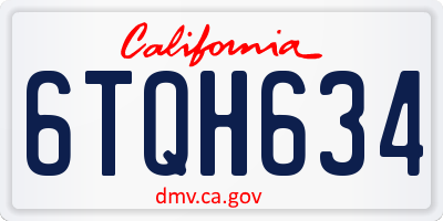 CA license plate 6TQH634