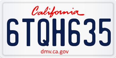 CA license plate 6TQH635