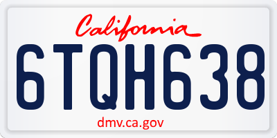 CA license plate 6TQH638