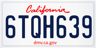 CA license plate 6TQH639