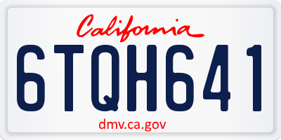 CA license plate 6TQH641