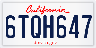 CA license plate 6TQH647