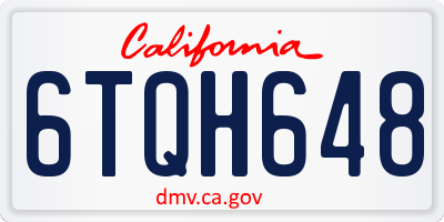 CA license plate 6TQH648