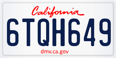 CA license plate 6TQH649