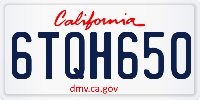 CA license plate 6TQH650