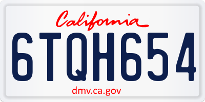 CA license plate 6TQH654