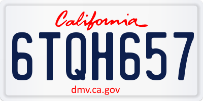 CA license plate 6TQH657