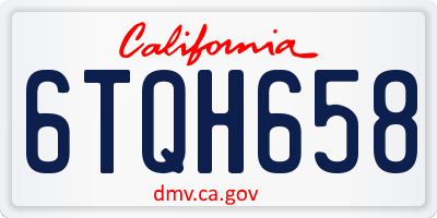 CA license plate 6TQH658