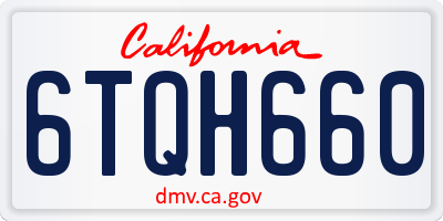 CA license plate 6TQH660