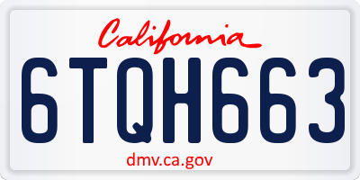 CA license plate 6TQH663