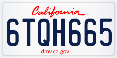 CA license plate 6TQH665