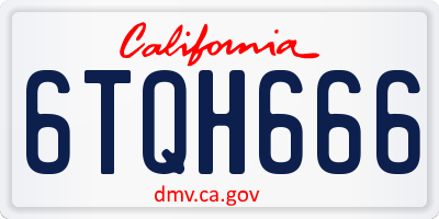 CA license plate 6TQH666