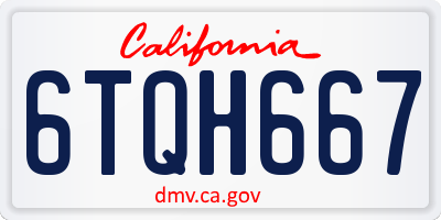 CA license plate 6TQH667