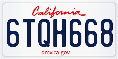 CA license plate 6TQH668