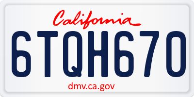 CA license plate 6TQH670