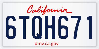 CA license plate 6TQH671