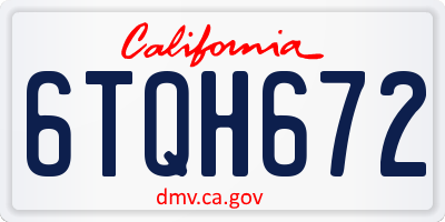 CA license plate 6TQH672