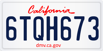 CA license plate 6TQH673