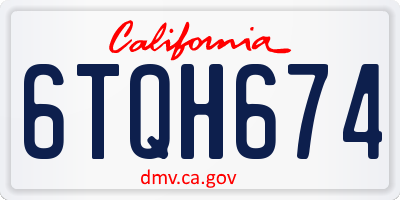 CA license plate 6TQH674