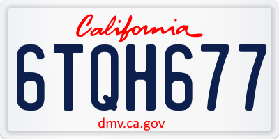 CA license plate 6TQH677