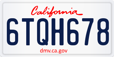 CA license plate 6TQH678