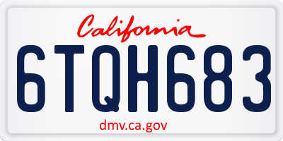 CA license plate 6TQH683