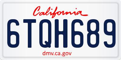 CA license plate 6TQH689