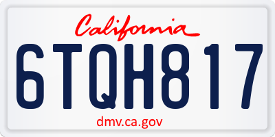 CA license plate 6TQH817