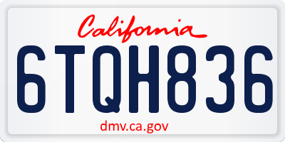 CA license plate 6TQH836
