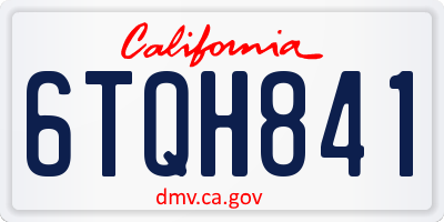 CA license plate 6TQH841