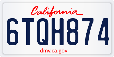 CA license plate 6TQH874