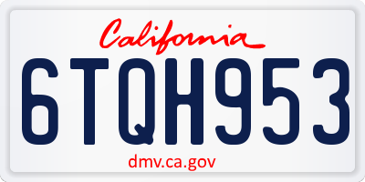 CA license plate 6TQH953