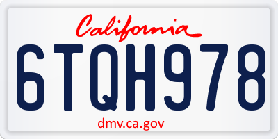 CA license plate 6TQH978