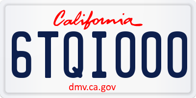 CA license plate 6TQI000