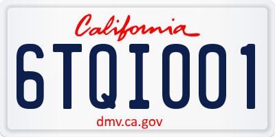 CA license plate 6TQI001