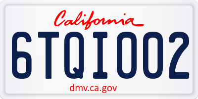 CA license plate 6TQI002